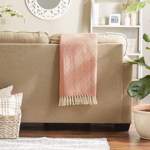 DII Diamond Throw Collection Cotton Woven, 50x60, Spice - color: Spice