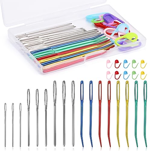 Kogyxe 17 Pcs Steel Sewing Needles Kit Stainless Steel Sewing Needles