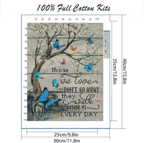 DYAIANGMU Tree of Life Stamped Cross Stitch Kit for Adults 15.7x11.8 inches - color: red-37