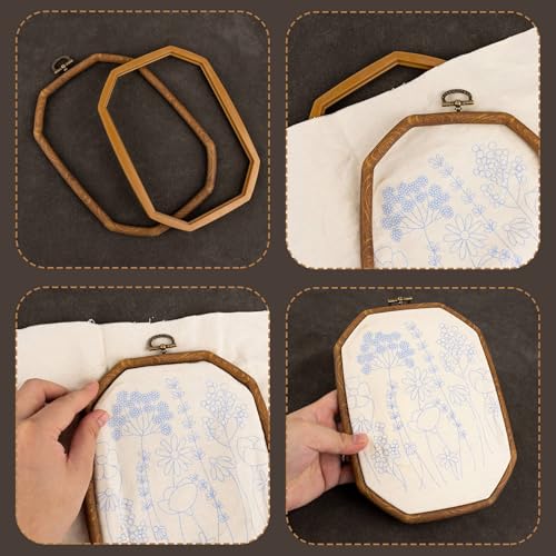 Framendino, 3 Pack Imitation Wood Embroidery Hoops Cross Stitch Craft Hoop Frame for Sewing 5.9"x 7.87" - size: 5.9"x 7.87"