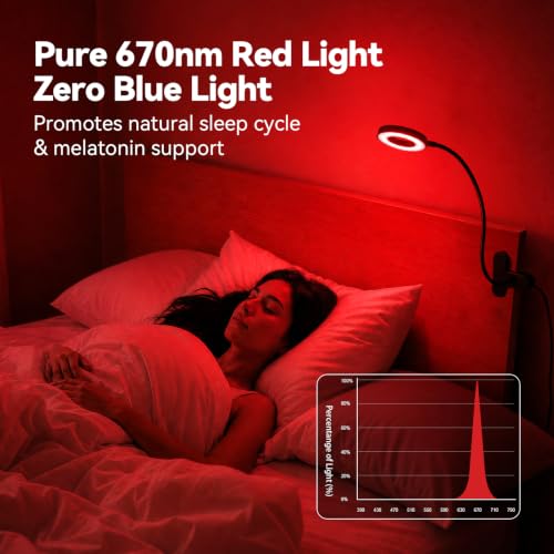Clip On Reading Light for Bed, 670nm Red Light