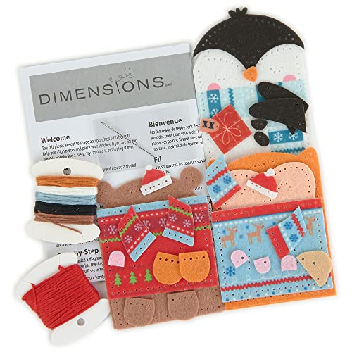 Dimensions 72-08291 DIY Christmas Ornaments and Gift Card Holders Felt Applique Kit, Sizes Vary, Multicolor, 4pcs - color: Multicolor,