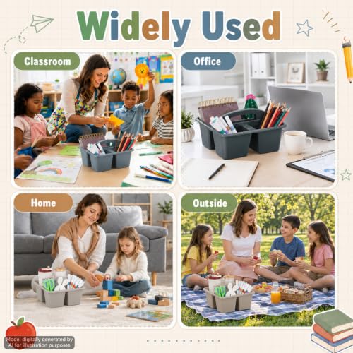 6 Pack Plastic Classroom Organizer Caddy with Handle, Muted Nordic - color: Muted Nordic