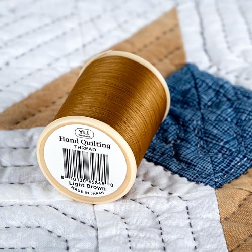 YLI Hand Quilting Thread - 100% Egyptian Cotton, Glazed, Strong & Tangle-Free, 500 yd. Spool - Light Brown - color: Light Brown