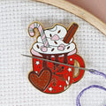 Caterpillar Cross Stitch Needle Minder - Hot Chocolate for Cross Stitch, Sewing, Embroidery and Needlework Accessories, Enamel and Magnetic