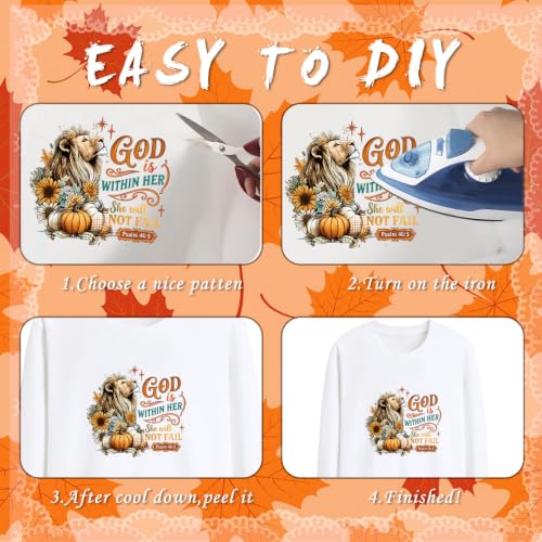 Dazoratix Fall Christian Iron on Transfers - 20 Sheets Religious Autumn DTF Ready to Press Bible Verse Jesus Pumpkin Heat Patches Faith Stickers Vinyl Decals for T Shirts Clothes Pillow Bag DIY Crafts - style: Fall Christian