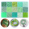 15 Color Glass Seed Tube Bugle Beads Bracelet Jewelry Making Kit,Green - color: light green