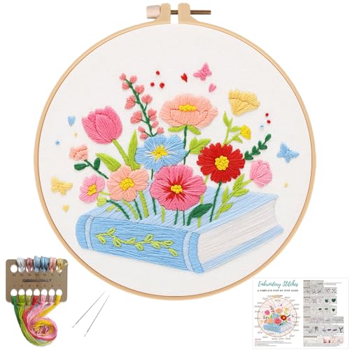 Louise Maelys Floral & Book Embroidery Kit for Beginners DIY Craft Kit - color: Book Flower3