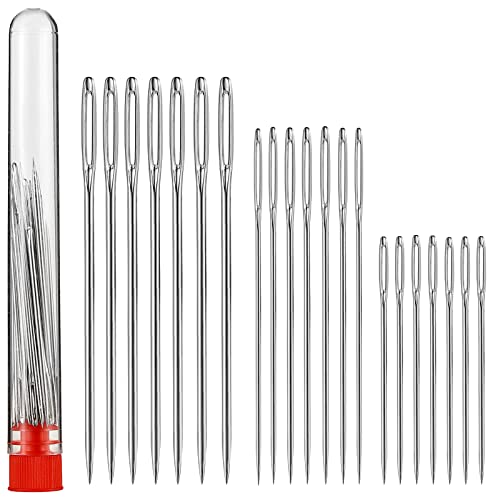 Tevkmuzz Large Eye Sewing Needles,21 PCS Hand Sewing Needles,Embroidery Thread Needle, Handmade Yarn Knitting Needles Leather Needle