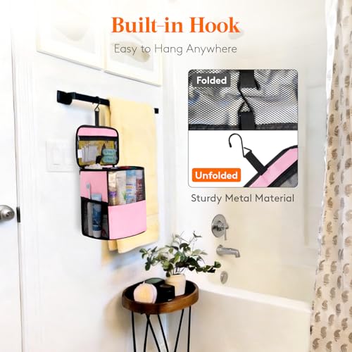 Lifewit Mesh Shower Caddy Bag, Hanging Shower Organizer, Large, Pink - color: Pink, size: L(9.8"L x 6.5"W x 11.4"H)