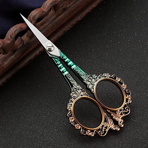 Small Sewing Scissors, Sharp Embroidery Shears - color: Gold Green