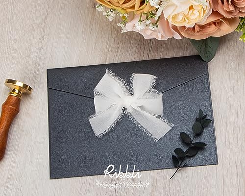 Ribbli White Chiffon Ribbon 1 Inch x 20 Yard Handmade Fringe Chiffon Silk Ribbon White Ribbon for Gifts Wrapping, Wedding Invitations, Bridal Bouquets, Flower Arrangement (Pack of 2) - color: White, size: 1 inch (Pack of 2)