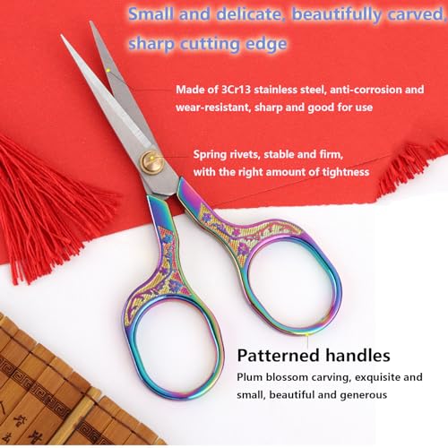 YVAOG Mini Folding Scissors, Safe Portable Travel Mini Scissors, Stainless Steel Retractable Small Scissors for Home Office, 2 Piece Set (Silver and colored titanium) - color: Silver and Colored Titanium