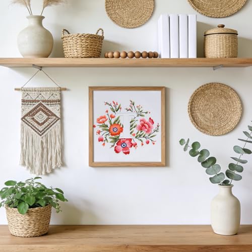 Zerzsy 7.87 '' Embroidery Kits Plant Flower Leaf English Letter Patterns for Beginners Adults, Easy to Learn Cross Stitch Kit for Home Office Decor - color: Letter T