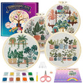 Huacan Embroidery Kit for Adults Beginners with 4 Hoops & Gift Box - color: Potted Plants 2