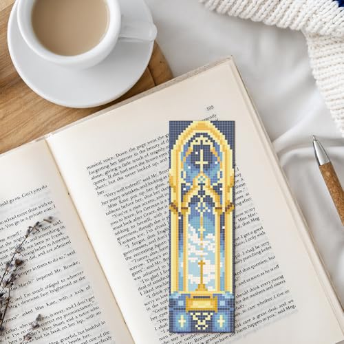 FREEBLOSS 6 Set Cross Stitch Bookmark Kits for Beginner Castle Night View Stamped Cross Stitch Kit DIY Embroidery Bookmark Kit with Instructions 8" x 2.4" - style: Arch