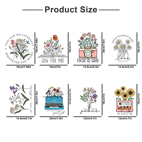 8 Sheets Vintage Flowers Iron On Transfers for T-Shirts - Flowers Htv Heat Transfer Vinyl Iron On Decals Patches Design - Iron On Stickers T-Shirts Clothing Hats Pillows Backpacks for Women Crafts