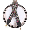 Nefelibata Banjo Strap,2"Wide Double Crazy Horse Leather Jacquard Embroidery Strap Adjustable Replacement,Multi-pattern Strap With Metal Clips - color: A#-leather White Flower Embroidery