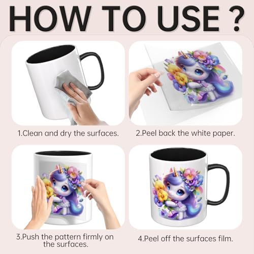 32 PCS Cute Unicorn with Flowers UV DTF Cup Wrap Stickers - style: Cute Unicorn with Flowers