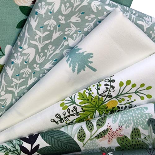 7pcs Cotton Craft Fabric Bundle 18" x 22" Pre-Cut Quilt Squares Fat Quarters Quilting Fabric for Sewing Crafting Patchwork DIY Scrapbooking Nut Green - color: Nut Green