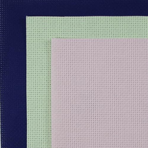KCS 3 pc of 15" x 18"(38cmx45cm) Counted Cross Stitch Cotton Aida Cloth Needlework Rolled Fabric Box,14CT,Royal Blue+Light Green+Pink - color: Royal Blue+light Green+pink, size: 14CT