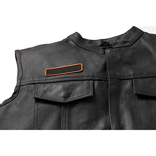 Blank Name Tag Patch Orange Border - By Ivamis Trading - 3.5x1 inch - Twill Fabric - Paper Backing - Embroidered and Laser Cut Borders (P4833) - color: Black,Orange, size: Small 3.5x1 inch