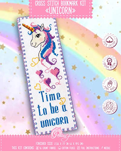 Povitrulya Unicorn Counted Cross Stitch Bookmark Kit - DIY Embroidery Set - color: Unicorn