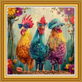 Dooxvey Counted Cross Stitch Kits for Adults 11CT Printed Cross-Stitch Patterns Cross Stitching Embroidery Kit Stamped or Counted Needlepoint Kits-Three Cool Roosters 18x18 inch - color: ColorDIY04