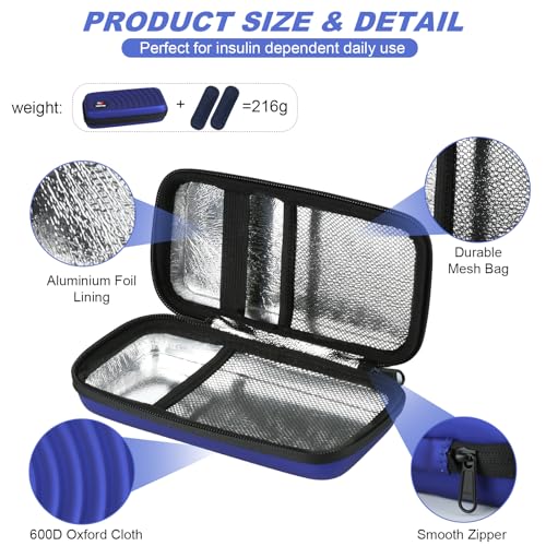 CDBXPRG Insulin Cooler Travel Case, 2 Ice Pack TSA Approved Purple - color: Purple