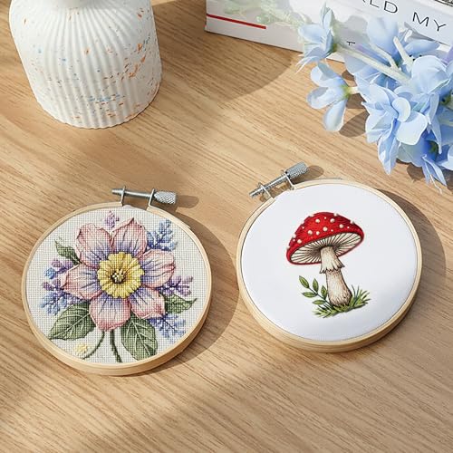 Caydo 12 Pieces 3 Inch Wooden Round Embroidery Hoops - style: 3 Inch