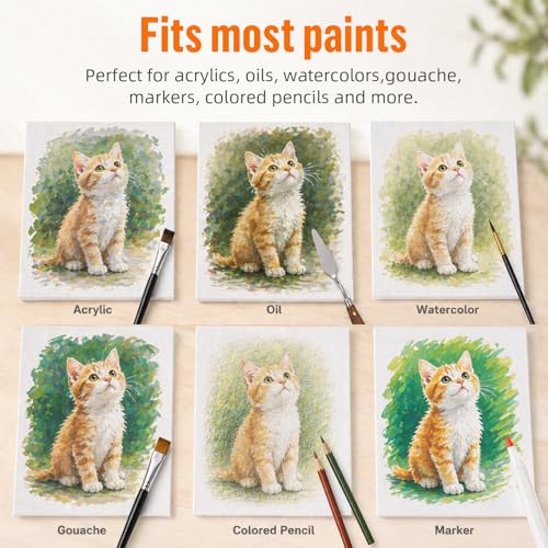 CONDA Canvas Boards for Painting,100% Cotton Canvas Panels, White Blank Canvases, Primed, Acid-Free, Artist Quality for Acrylic, Pouring Watercolor & Oil Painting 8 x 10 inch, 12 Pack