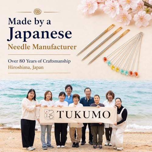TUKUMO Sashiko Needles with pins Sewing Needles 4 Sizes of Needles Sharp with 1 Threaders Made in Japan