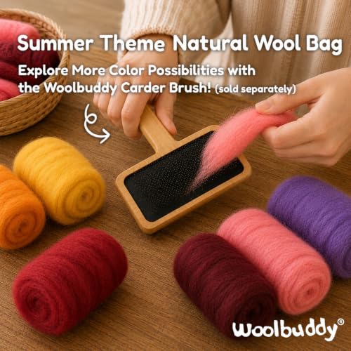 Woolbuddy Merino Wool Roving Kit for Needle Felting (Summer) 10g Per Color - color: Wool bag Summer