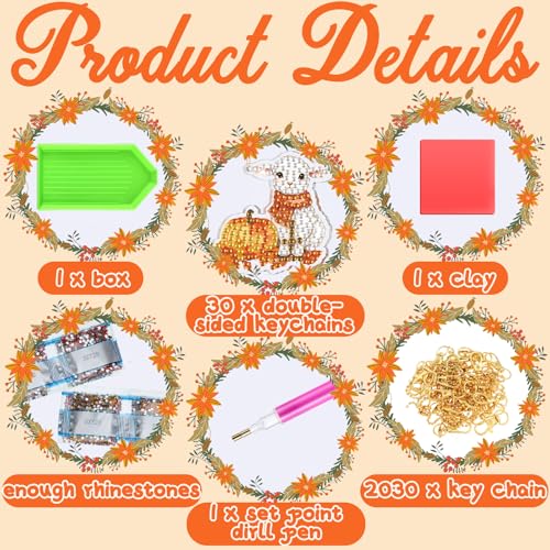 WILLBOND 30 Pcs Thanksgiving Diamond Art Kits for Adults, Animals Theme - color: Fall Animal