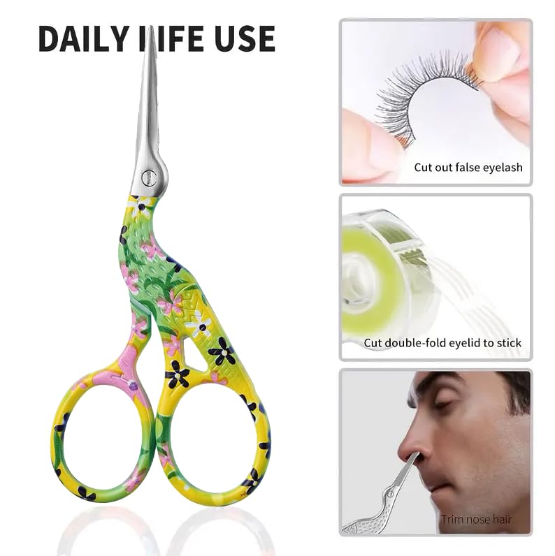 Ergonomic Stainless Steel Embroidery Scissors,Sharp and Durable,Suitable for Crafts and Everyday Use - Comfort Grip - color: Green