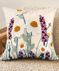 Embroidered Throw Pillow Cover, 18x18 Inch, Wildflower - color: Wild Floral, size: 18" x 18" (Pack of 1)