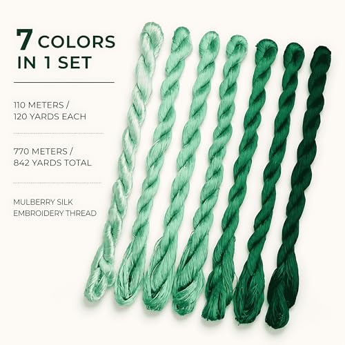 Natural 100% Silk Thread, Handmade Embroidery Thread Silk Floss 7 Colors 110m Each (89) - color: 89