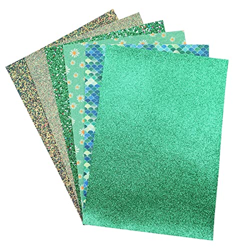 Litchi 6 Pack 8x12 Inch Faux Leather Sheets for Bow Earring, Easy to Cut Vinyl Fabric for Cricut, Durable Fade Resistant Leatherette Without Smell, Green - color: Greenmix