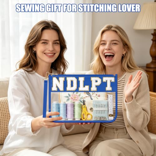 BuyCard Needlepoint Project Bag, NDLPT Clear Zipper Pouch Sewing Gifts Bag - color: Blue