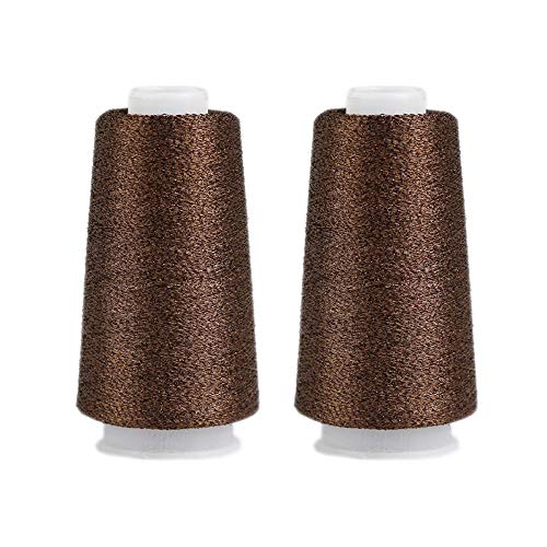 Truevalue 2 Balls Accessory Lurex Yarn, Shining Glitter Metallic Knitting-in Yarn, Sparkle Thread for Knitting and Crochet Sweater Shawl 5000 Yards (Brown Glitter) - color: Brown Glitter
