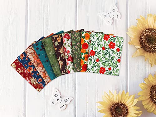 Craftido -25 Options- 100% Cotton Quilting Fabric Bundles 10pcs Fat Quarters 18”x21”-Medium Weight 5.2 oz- Soft Cotton for Quilting, Sewing Project, Patchwork, DIY Crafts - Retro Style - color: Retro Style