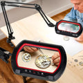 12X 30X Square Magnifying Glass with Light and Clamp - color: Red, size: 12X 30X
