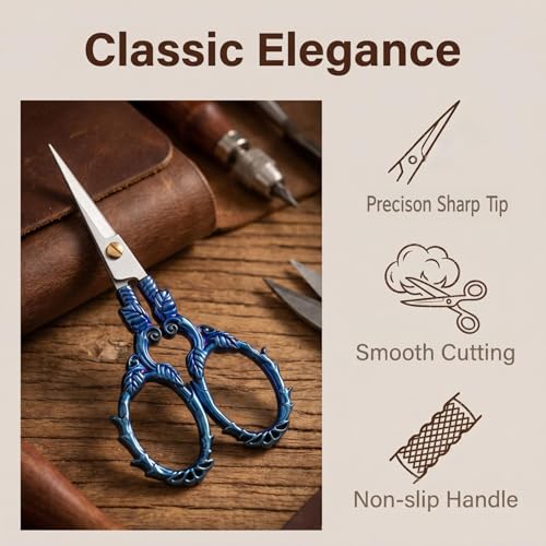 Small Sharp Sewing Embroidery Scissor Precision Detail Scissors for Crafting Needlepoint Cross Stitch Artwork Thread Snips