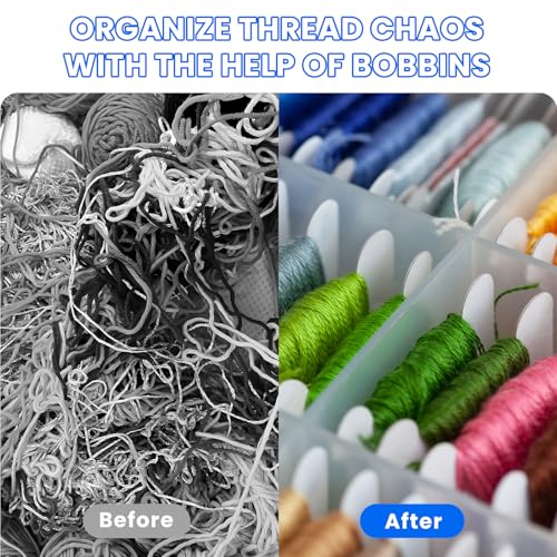 100 Pcs Embroidery Floss Bobbins, Cross Stitch Thread Storage Set, Embroidery Floss Organizer with Bobbin Winder, Thread Organizer Box for DIY Craft Sewing Needlework Storage