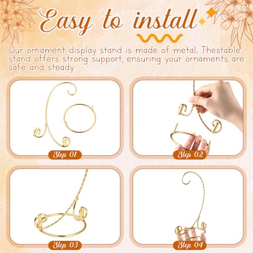 MorningRo 1 Pcs Ornament Display Stand 7.5" Metal Hook Christmas,Gold - color: Gold