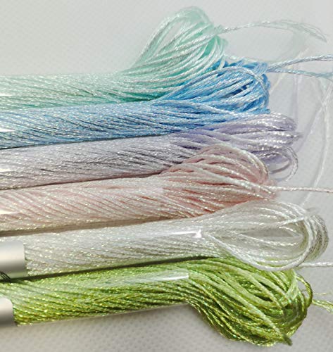 KCS 6-Strand Cross Stitch Metallic Variegated Pearl Shiny Embroidery Floss (6 skeins, Solid Color 1) - color: Solid color 1