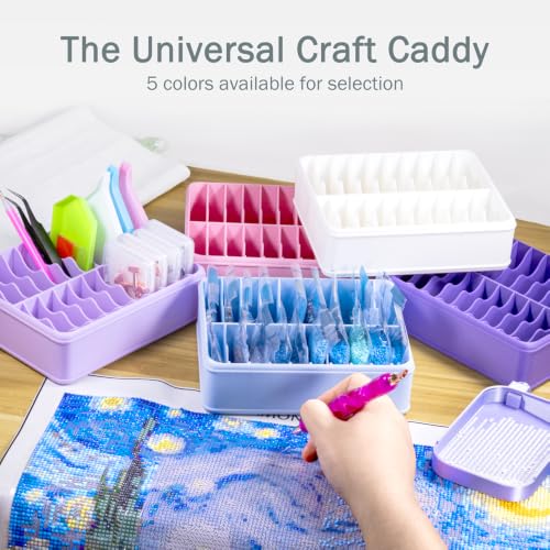 RaySoar 3D Printed 20 Grids Diamond Painting Bag Organizer, Multi Slot Drill Bags Storage Tray, Spill Proof Stand Upright Portable Desktop Craft Storage Caddy for Small Diamond Art Accessories -Blue - color: Blue