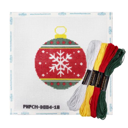 Howie's Needlepoint Bauble Needlepoint Kits for Adults & Beginners, 18 Mesh Printed Needlepoint Canvas, Stamped Patterns Canvas Starter Kits(Christmas Snowflake Bauble,4"x 4") - color: Christmas Snowflake Bauble