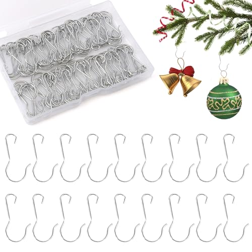 Sliver 200 Pack Ornament Hangers - Christmas Tree Hooks for Ornaments, Includes 100 Silver and 100 Gold Hooks - color: Sliver (200 Pcs)