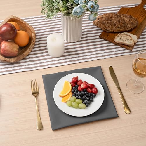 Blue Needles Solid Cloth Napkins 100% Cotton Set of 12-18 x 18 Inches - color: Gray, size: 18" x 18" (Set of 12)